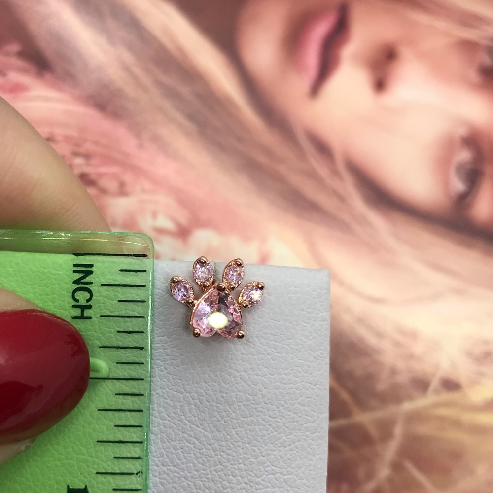 Rose Gold Paw 🐾 Stud Earrings - Picture 4 of 5